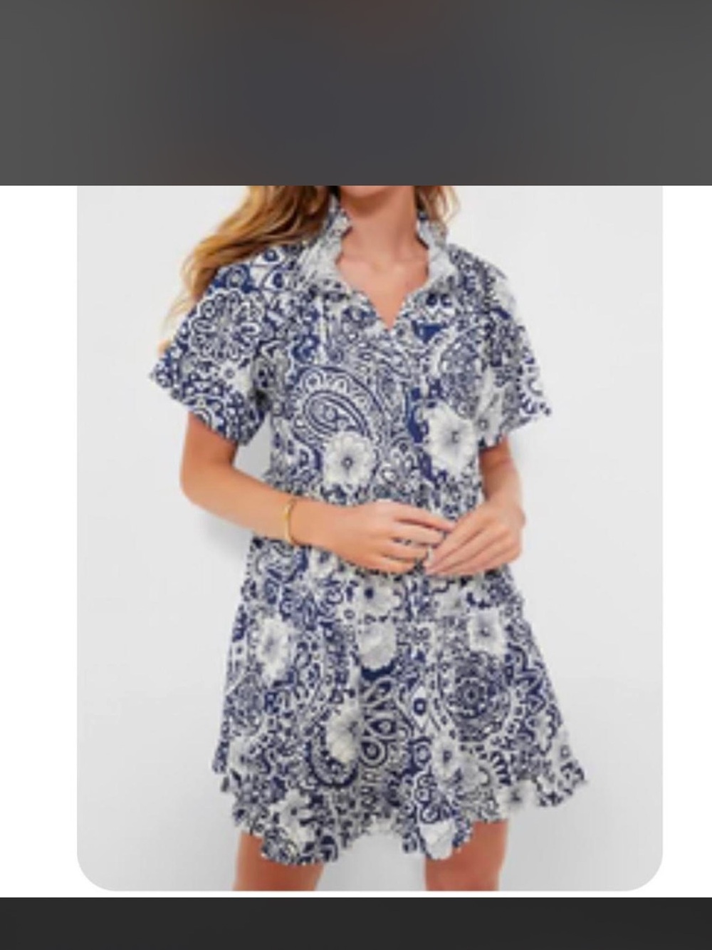 Tuckernuck Navy and White Paisley Short Sleeve Mini Dress